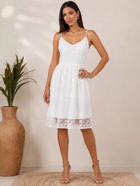 Libby Edelman White Lace Dress - Size Large